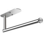 VAEHOLD Adhesive Paper Towel Holder Under Cabinet Mount, Wall Mounted Paper Towel Roll Holder for Kitchen Paper Towel, SUS304 Stainless Steel（Silvery）