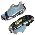 Ice Cleats Snow Traction Cleat Crampons for Shoes and Boots Non Slip Cleat Covers Ice Snow Grippers with Adjustable Straps for Walking on Snow & Ice Hiking Climbing Mountaineering Fishing