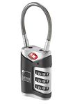 TSA-Approved Easy-to-Set Combination Luggage Lock with Steel Cable, Black