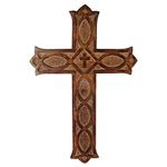 Ortus Wooden Wall Hanging French Cross Plaque with Antique Design for Home D�cor, Size - 18" x 12"