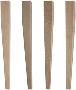 Osborne Tapered (Two-Sided) Dining Table Leg in Soft Maple Wood (Set of Four), Unfinished Wooden Posts for Dining Room Table or Desk, Replacement Dining Table Legs, Sanded and Ready to be Finished