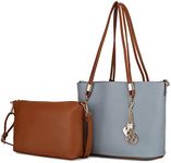 MKF Collection Tote Bag & Crossbody Set, Vegan Leather Top-Handle Shoulder bag Handbag Pouch Purse, Malay Denim