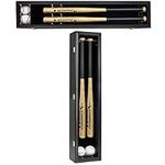 HOROW 2 Baseball Bat Display Case Wooden Frame with Acrylic Transparent Door Holder Rack Cabinet Wall Mounted Shadow Box Vertical or Horizontal, w/98% UV Protection-Lock