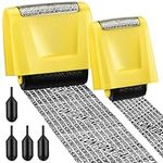 2 Pack Identity Protection Roller Stamps Identity Theft Stamp Confidential Roller Stamp Privacy Stamp Information Blocker Stamp and 4 Pack Refill Ink for ID Account Data Address Security (Yellow)