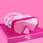 Kids Diving Mask 180° Panoramic Swim Mask Anti-Fog Child Swim Goggles Tempered Glass Swimming Goggles with Nose Cover for 4-16 Kids, Youth (Pink)