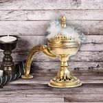 Artvarko Big Brass Dhuna Loban Burner Long Handle Dhooni Dhoop Dani Dhuni Decorative Antique lubandan, insence Burner,dhuni, Incense Holder,dhuna, Gift Items(LxBxH 9x4.5x8 Inches Weight 1.8 Kg)