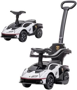 HOMCOM AIYAPLAY Licensed 2 in 1 Baby Ride on Push Car Toddler Push Along Car with Parent Handle Sliding Car with Horn Steering Wheel NO POWER for 1-3 Years, White