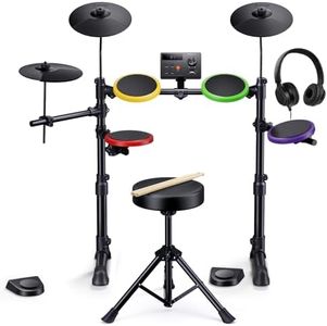 Donner Electronic Drum Set for Kids, DED-70SE Electric Drum Kit with 150 Sounds, 4 Quiet Silicone Pads, 9" Cymbals, USB MIDI, Throne, Headphones, Drumsticks, Melodics Lessons, Christmas Birthday