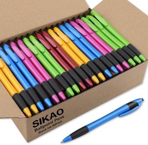 Pens Bulk SIKAO Gripped Slimster Retractable Ballpoint Pen Medium Point Black ink Smooth Writing Pens for Journaling No Bleed (60Pack)