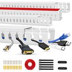 Cable Trunking Raceway Kit, Open Slot Wire Trunking for TV Cables, Cable Concealer Cable Tray 62.8 inch (4 x 15.7") Under Desk Organizer Cable Management Trunking (4Pack)