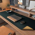 DAWNTREES Dual Sided Desk Mat,Leather Desk Pad,40"x16",Cork Desk Mat Protector,with PU Leather Valet Tray Organizer,Large Mouse Pad,Desk Writing Pad for Office and Home(Dark Green)