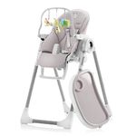 Sweety Fox Folding High Chairs for Babies and Toddlers - with Toy Arch - High Chair with Adjustable Heights and Position - Baby High Chairs 6 Months Plus (Max 15kg) Grey