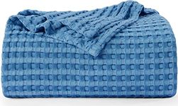 Utopia Bedding Cotton Waffle Blanket 300 GSM (Wedgewood - 90x108 Inches) Soft Lightweight Breathable Bed Blanket King Size Layering Any Bed for All Season