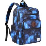 VASCHY Travel Backpack for Teen Boys, Bookbag Schoolbag Casual Daypack for High School/College/Women/Travel/Work Blue Galaxy