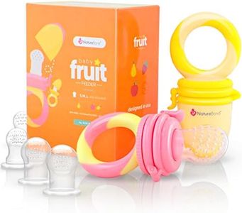 NatureBond Baby Food Feeder/Fruit Feeder Pacifier (2 Pack) - Infant Teething Toy Teether in Appetite Stimulating Colors | Bonus includes Silicone Sacs (Peach Pink & Lemonade Yellow)