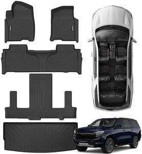 Floor Mats for 2021-2024 Chevrolet/Chevy Tahoe/GMC Yukon 7 Seater with Trunk Mat All Weather TPE Rubber Cargo Liner Full Set for Chevrolet Tahoe/GMC Yukon Accessories (Not for Yukon XL)