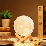 HashWOW 3D 7 Color Changing Moon Night Rechargeable Night lamp for Bedroom for Adults and Kids Home Room Beautiful Indoor Lighting 15CM (Pack of 1)