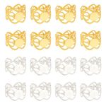 CHGCRAFT 32Pcs 2Colors Adjustable Brass Rings Findings Open Cuff Ring Findings Pad Ring Setting Heart with Round Tray for DIY Ring Jewelry Making Wedding Birthday Gift, 6mm