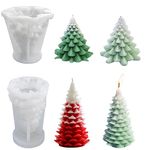 FYSL Christmas Tree Candle Moulds 2 Pcs Candle Moulds for Candle Making Silicone Christmas Tree Candle Mold Xmas Handmade Candle Making Mould for Christmas Party Candle Making