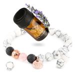 Lava rock bracelets, diffuser Authentic Lava Beads for aromatherapy, Anti-anxiety bracelet, Calming Lavender Relaxation jewelry, Valentines Day gift for Women, white howlite Charm