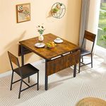PULLAFUN Farmhouse Folding Dining Table, Drop Leaf Dining Table for Dining Room, Living Room, Rustic Brown, 63.2'' L x 35.5'' W x 30.5'' H. (Rustic Brown)