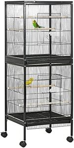 PawHut Large Bird Cage with 1.7 ft. Width for Wingspan, Bird Aviary Indoor with Multi-Door Design, Fit for a Canary, Finch, Conure, 55", Black