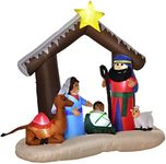 HOMCOM 6ft Christmas Inflatable Nativity Scene Decoration with Bible Arch of Jesus' Birth Easy Set-Up Blow UP Decoration for Holiday Yard