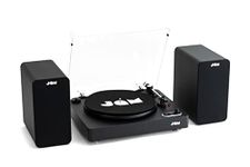 Jam Spun out Bluetooth Turntable Belt Drive Vinyl Record Player + Jam Bluetooth Bookshelf Speakers - Compact, Mains Powered Dual Speaker System