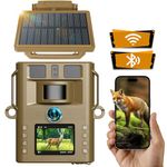 VOOPEAK Solar Wildlife Camera, 46MP 4K WiFi Bluetooth with a 5000mAh Solar Panel 950nm Night Vision Game & Trail Cameras IP66 Waterproof Hunting Cameras for Animal Monitoring