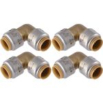 SharkBite Max 1/2 Inch 90 Degree Elbow, Pack of 4, Push to Connect Brass Plumbing Fitting, PEX Pipe, Copper, CPVC, PE-RT, HDPE, UR248A4