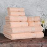 Egyptian Cotton 8-Piece Solid Towel Set, Washcloths 13” x 13”, Hand Towels 16” x 30”, Bath Towels 30” x 54”, Peach, by Superior