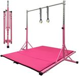 JC-ATHLETICS Gymnastics Kip Bar for Kid and Teenage Ages 3-18, 5.2FT Base Length, Adjustable Height from 3FT to 4.8 FT Height,Foldable Gymnastic Training Equipment for Home and Club Use