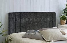 Divan Bed Headboard Rio Padded Chenille Fabric with Supplied Struts and Bolts (Dark Grey, Double 4 FEET 6 INCHES, Height 20 INCHES)