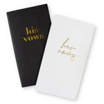 Pretty Robes Premium Leather Vow Books His and Hers Booklet - Wedding Stuff & Essentials for Bride and Groom - Ideal Gift, Must - Have Wedding Planning Books - Keepsafe Set of 2 (Black/White)