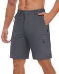 TACVASEN Work Shorts for Men Flexible Hiking Shorts for Men Water Resistant Shorts Men Quick Dry Phone Pocket Mens Shorts with Zipper Pockets Dark Grey