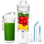 SHUNSHI Portable Blender 20 Oz, Personal Size Blender for Shakes and Smoothies with 6 Blades, Mini Small Smoothie Blender Bottles for Kitchen, Home, Travel (White)