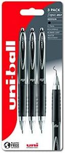 uni-ball UMN-207 SigNo 207 Rollerball Gel Pens. Premium Retractable Medium 0.7mm Ballpoint Tip for Super Smooth Writing, Drawing, Art, and Colouring. Fade & Water Resistant Uni Super Ink. 3 Pack Black