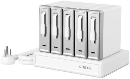 Gitryin Laptop Charging Station, 5 * 140W Retractable USB C Chargers, 10 Type C Ports with Cooling Power Strip, 700W Charging Hub