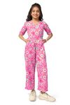 Fashion Dream Girl's Ankle Length All-Over Printed Jumpsuit|Jump Suit for Girls|Jumpsuits|Printed Jumpsuit|Western(FDGJMP00112 PNK 40_Pink_13-14Yrs)