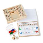 Melissa & Doug Deluxe Letters and Numbers Wooden Stamp Set ABCs 123s With Activity Book, 4-Color Stamp Pad