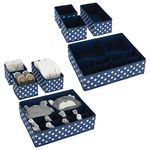 mDesign Fabric Drawer Organizer Bins, Kids/Baby Nursery Dresser, Closet, Shelf, Playroom Organization, Hold Clothes, Toys, Diapers, Bibs, Blankets, Set of 4, 2 Pack, Navy/White Polka Dot