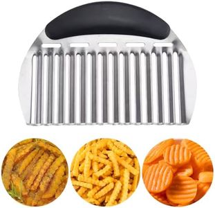 JAYVAR Large Crinkle Cutter French Fry Cutter, Large Crinkle Potato Cutter Wavy Chopper, Stainless Steel Wavy Slicer Crinkle Cutting Chopping Tools with Handle for Carrot Vegetable