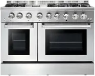 GarveeHome 48 in. 7.0 cu. ft. Full Gas Freestanding Range with 6 Sealed Burner Gas Cooktop & Griddle Cooktop, Cast Iron Grates and Primary Convection Oven in Stainless Steel