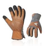 Vgo... 1-Pair Work Gloves for Men, Goat Leather Safety Work Gloves, Scratch protection, Thornproof, Touchscreen (L,Gray,GA7776)