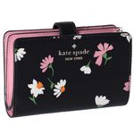 Kate Spade New York Madison Floral Waltz Medium Compact Bifold Wallet In Black Multi, KF479