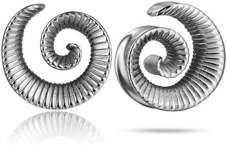 Casvort 2 PCS Hypoallergenic 316 Stainless Steel 0G-1" Spiral Saddle Ear Tunnels Plugs 316 Stainless Steel Vortex Ear Gauges Hypoallergenic Earrings Expander Women Piercing Body Jewelry, 5/8'' (16mm), no gemstone