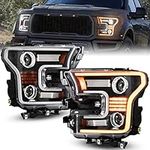 KEWISAUTO Full LED Headlights for F150 2015 2016 2017, LED Projector Head Lamps with Switchback DRL Dynamic Animation Sequential Turn Signal for Ford F-150 2015-2017 (2PCS, Driver & Passenger Side)