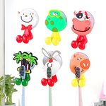 6PCS Toothbrush Holder Wall Mounted,Cute Animal Kid's Toothbrush Holders with Suction Cups for Bathroom