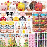 Farm Animals Birthday Party Favors Set 82 PCS Barnyard Animal Masks Sticker Keychains Straw Slap wristbands Rubber Pigs Gift for Kids Birthday Party Baby Shower Goodie Bag Filles Supplies