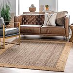 nuLOOM Natural Fibers Border Jute Area Rugs 4' x 6' Grey